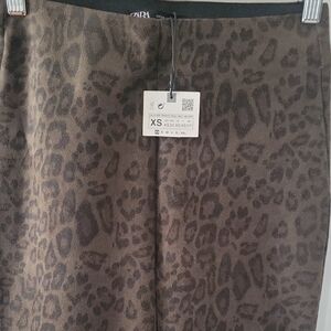 Zara Animal Print Midi Skirt